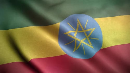 Realistic Ethiopia Flag Waving Background