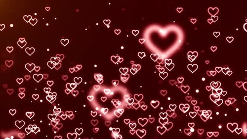 Animated Glowing Hearts and Sparkling Particles Background Loop