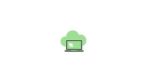 Animated Cloud Computing Laptop Icon with Cursor