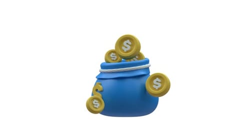 3D Wealth Bag Icon Animation. Alpha Channel.