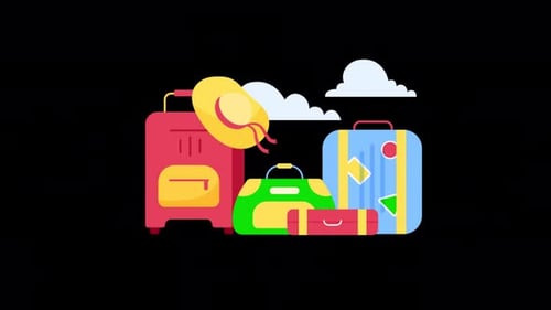 Flat Travel Bags Alpha Channel 4K