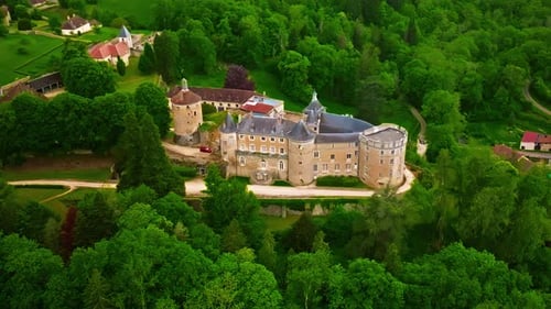 Aerial View of Castle of Chastellux France Burgundy