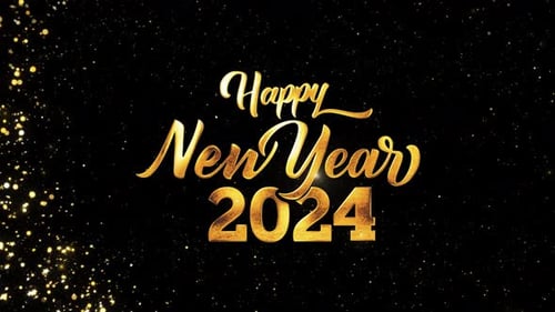 Frohe Weihnachten Frohes Neues Jahr 2024 Grußtext mit Partikel-Hintergrund