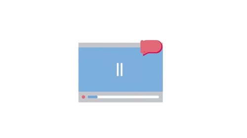 Animated Flat Design Video Player with Math Tutorial Icon