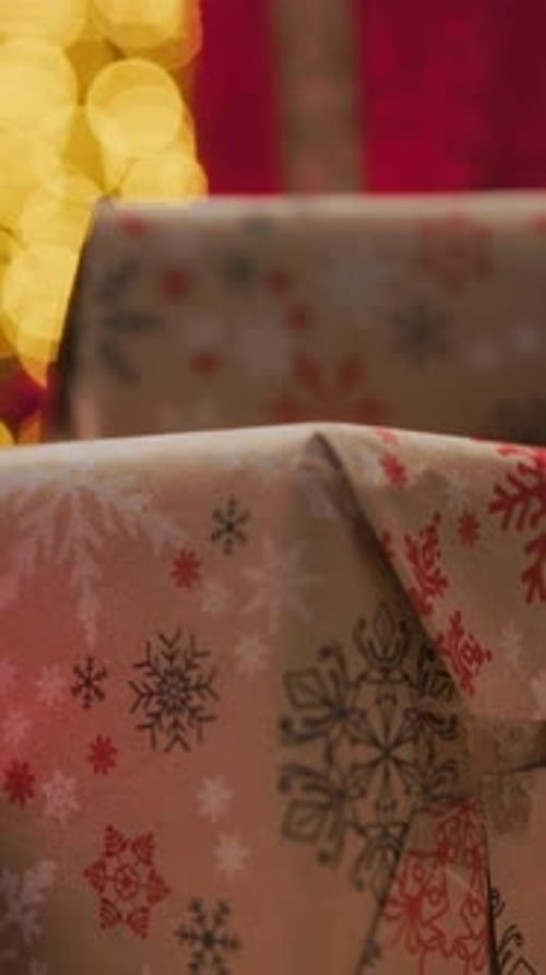 New Christmas Presents Wrapped Under The Decorated Tree Rotating