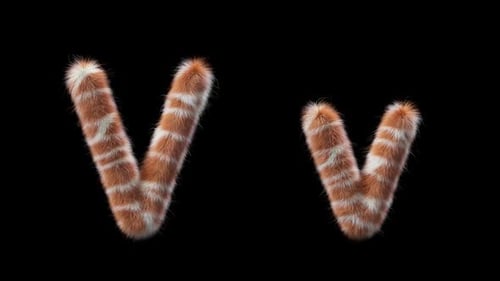 3D animation of a uppercase and lowercase Giraffe woolen letter V