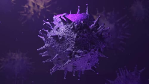 Rotating Purple 3D Virus Cell Animation