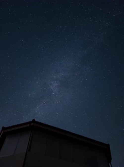 Night Sky Starry View Above Building Roof