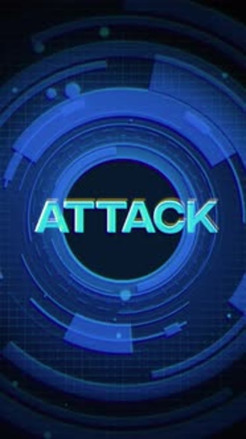 Futuristic Digital Attack Warning Text Display with HUD Elements