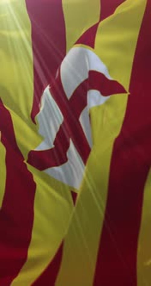 Dynamic Red and Yellow Striped Flag Waving Loop