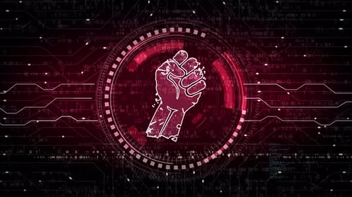 Fight freedom rebelion with fist symbol loop digital concept