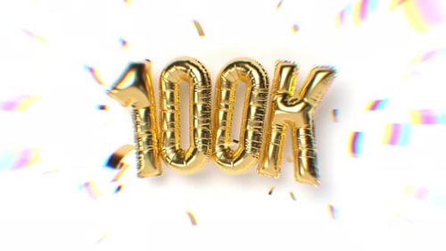 Golden 100K Balloon Achievement Animation with Confetti