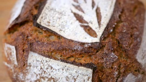 Close up of artisanal fresh bread with wholemeal flour