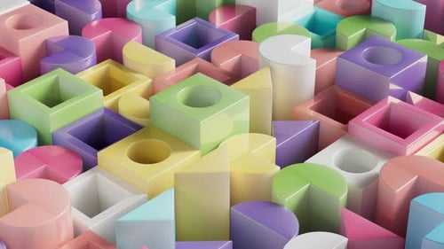 Colorful Pastel 3D Geometric Shapes Animated Background