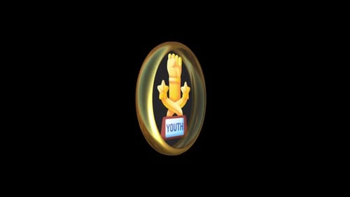 Golden Youth Award Trophy 3D Icon Rotation