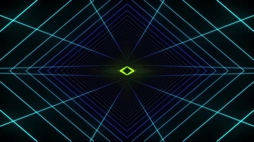 Dynamischer Neongittertunnel mit lebendigen Lichteffekten