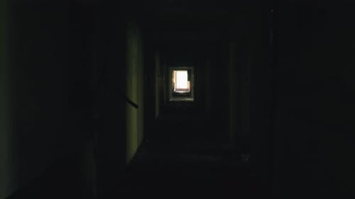 Dark Hallway in an Abandoned Building