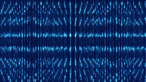 Blue Matrix Style Digital Rain Falling Binary Code Background Loop