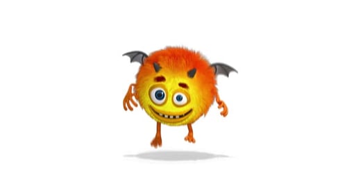 Cute Animated Furry Devil Monster Jumping