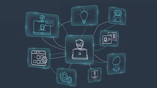 Infographic Showing a Digital Network with a Software Developer