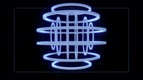 Abstract Glowing Rings Sphere Digital Technology Animation