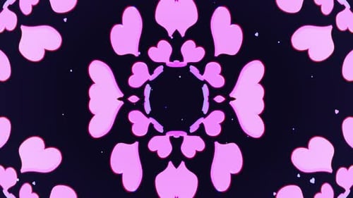 Abstract Pink Hearts Kaleidoscope Pattern Background Animation