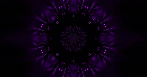 Dynamic Abstract Light Tunnel with Glowing Kaleidoscopic Patterns