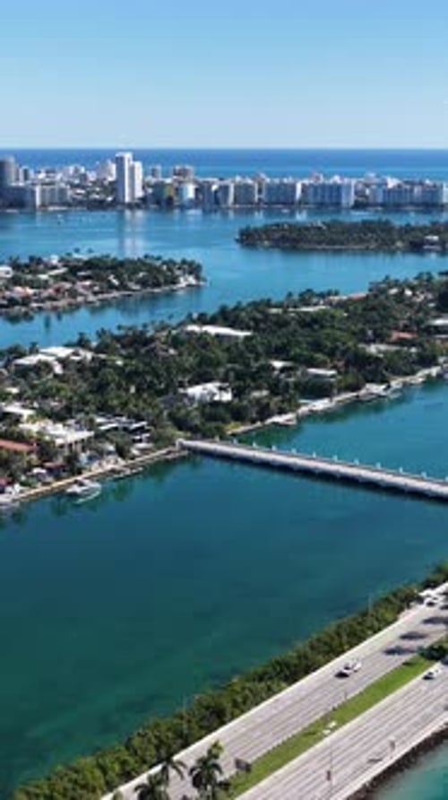 Miami Beach Skyline At Miami Beach In Florida United States.