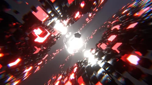 Red And White Abstract Cubes Sci Fi Background VJ Loop l 4K