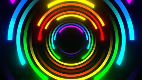 Circular Motion Of Multicolor Neon Lines Background Vj Loop In 4K