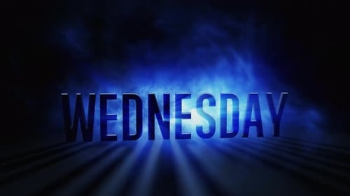 Wednesday day of the week , 3d text intro with blue light in the background.