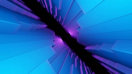Blue and Purple Gradient Abstract Rotating Geometric Tunnel Animation