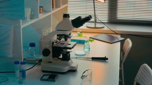Microscope and Science Equipment in a Research Laboratory