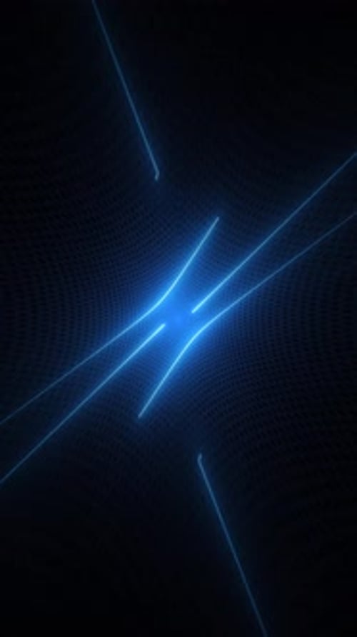 Futuristic Digital Tunnel with Glowing Blue Neon Lines
