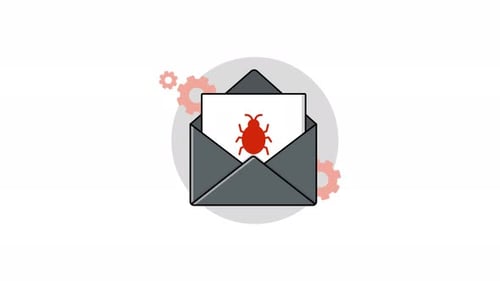Flat Design Email Icon with Animated Bug