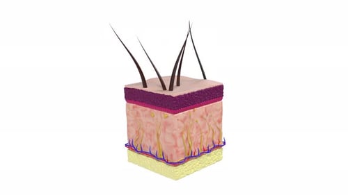 Skin Care Cutting Through Layers of Skin Cube Able to Loop Endless