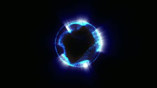 Dynamic Blue Particle Sphere Reveal Animation