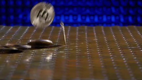 The Rain Of Shining Bitcoins Are Falling On The Golden Area, Turning, Flipping And Spinning. Insp...