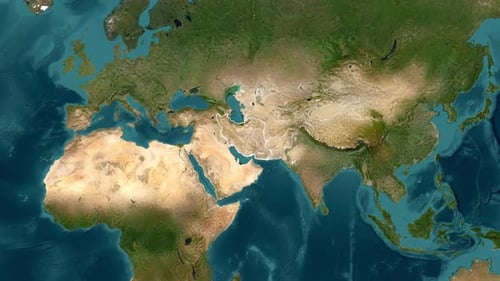 Animated World Map Reveals Iran Country Outline and Flag