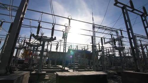 Supports with Electricity Transmission Lines at Substation