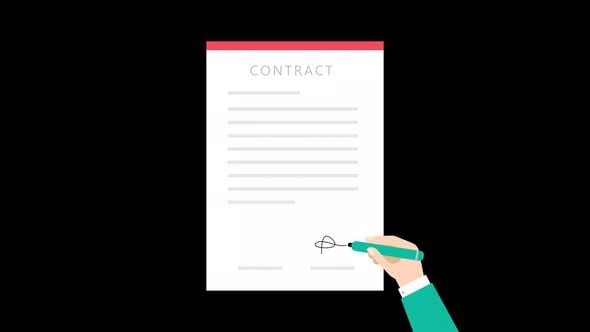 Contract Signing Animation 4K On Alpha, Backgrounds Motion Graphics ft ...