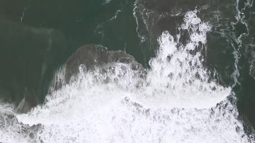 Bird's Eye Footage Of White Foamy Ocean Waves