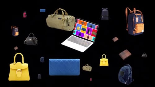 Moving animation of wallets. Transparent background and loop video.