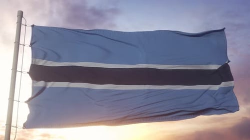 Botswana National Flag Waving in Wind Animation