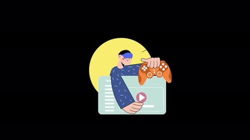 Flat Design Animation: VR Gamer with Controller