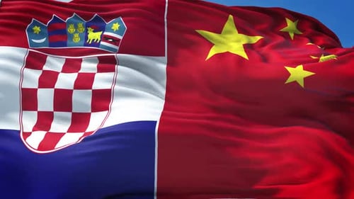 Waving Flags of Croatia and China