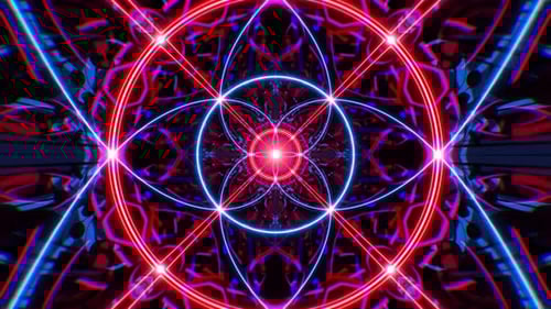 Glowing Red and Blue Geometric Vj Loop