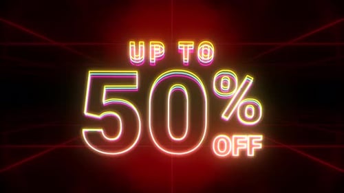 Dynamic Neon 50% Off Sales Promotion