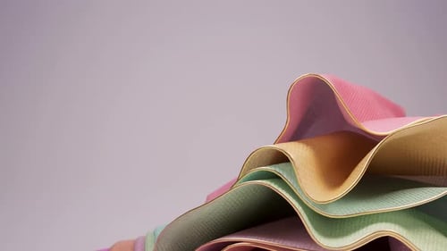 Fluid Textured Ribbons Abstract Animation with Golden Edges