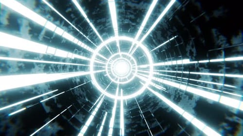Animated abstract background. Neon lines moving on black background, looped